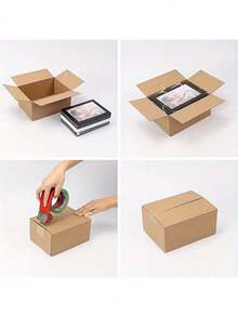 10pcs/Set Small Item Transport Box Set, Brown Corrugated Paper Mailing Boxes With Lids, DIY Gift Packaging Boxes, Suitable For Christmas, Halloween Gifts - Multicolor - View 3