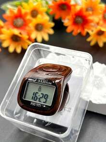 1pc Wood Grain Electronic Counter, Convenient Ring-Shaped Electronic Counter With 8 Channels, Multi-Function Audible Reminder, Settable Value, Digital Display Electronic Counter Ring, Boxed - Multicolor - View 5