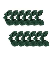 12pcs Solid Color Handmade Washable & Reusable Napkins, 42*42cm/16.5*16.5inch, Suitable For Weddings, Outdoor Events, Party Decorations, Cafes, Fine Dining, Hotels, Food Photography, And Daily Use - 墨綠色 - 查看 7