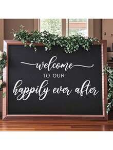 Wedding Season Bride White Sticker Decal Wall Sticker Glass Decor Sticker Removable PVC Wedding Decor Sticker "Welcome To Our Happily Ever After" Decal Sticker - White - View 4