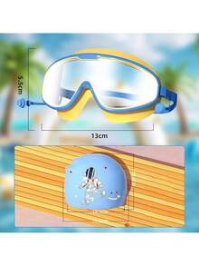 Gafas de Natación Juveniles, Antivaho 400, Lentes Grandes Ajustables para Niños y Adolescentes, Silicona Suave Impermeable, Para uso en interiores y exteriores - Azul - Ver 11