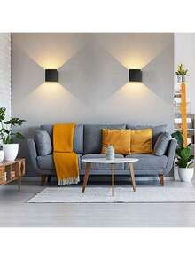 LED Wall Light, Square Up & Down Lighting Outdoor Wall Lamp, Waterproof Porch Light For Home Decor, Suitable For Outdoor Patio/Yard/Garden/Stairway/Street/Living Room/Bedroom/Kitchen/Bathroom/Hallway/Corridor, Choose Material As Needed - Đèn tường LED vuông chống nước - Xem 4