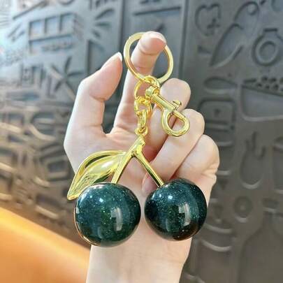 Creative Cherry Fruit Keychain Cherry Bag Charm Realistic Cherry Car Key Chain Pendant Car Accessories For Woman Gifts For Women