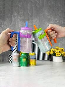 1 套带吸管的汽水罐盖、可重复使用的汽水罐顶盖、带吸管的汽水罐盖、易抓手柄和弹出式盖子 - 重型饮料罐把手、派对饮料盖、彩色罐顶盖、俏皮饮料盖、易于握持、防泄漏、适用于苏打水、啤酒、汽水、派对、酒吧、露营、旅行的理想选择、万圣节、圣诞节、生日、单身派对的完美选择 - 彩色 - 查看 5