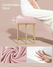 HEXCELEN Dressing Table With Stool And Lighting, Dressing Table With Mirror, 40 * 90 * 140 Cm, Dressing Tables With Drawers, Pink Upholstered Stool, Bedroom, Modern, Matte White And Gold - Phích cắm loại C của EU (220-240V) - Xem 7