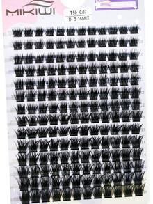 168片仿貂毛假睫毛簇，0.07D，9-16mm混合，自然款，浓密型，单根假睫毛簇，化妆工具，假睫毛簇 - 查看 5