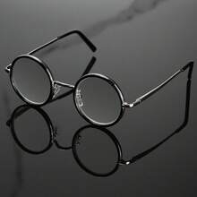 1 Piece Vintage Small Round Frame Eyeglasses - Stylish And Comfortable With Blue Lenses For Men And Women - 銀色 - 查看 8