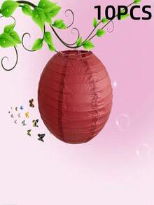 30个/10个/5个/1个圆形纸灯笼，可折叠纸质吊灯，颜色有红色、黄色、蓝色、绿色、粉色、橙色、紫色，适用于生日、婚礼、教室、DIY等场合，无需用电，非常适合户外派对、新年、返校季装饰。 - 彩色 - 查看 15