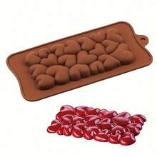 1pc/2pcs Silicone Chocolate Mold, Valentine's Day Heart Chocolate Block Candy Mold, Non-Stick Heart Shaped Bubble Cake Sugar Ice Mold, 3D DIY Baking Tool - Multicolor - View 8