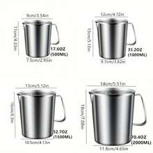 304 Stainless Steel Milk Frother Pitcher, Capacity: 500/1000/1500/2000ML, Stainless Steel Measuring Cup With Handle, Multi-Function Measuring Cup, Marked Coffee Latte Art Milk Frothing Pitcher, Kitchen Gadget, Barista Tool