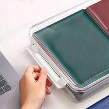 Organizador De Almacenamiento De Archivos De Plstico Transparente Caja De Almacenamiento De Documentos Contenedor Almacenamiento Ligero Impermeable Papel Fotogrfico Caja Portatil - predeterminado - Ver 10