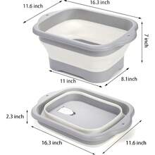 2-Pack Collapsible Wash Basins, 11L Large Dish Tub With Drain Plug - mặc định - Xem 2