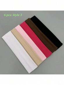 6pcs Elegant & Bohemian Style Wide Headbands, Solid Color Stretchy Elastic Hairbands, Women's Sports Knitted Headwear For Washing Face And Makeup OQVB - Nhiều màu - Xem 10