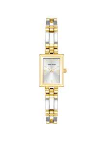 Anne KLein Women's Two-Tone Gold And Silver Rectangular Watch With Silver Roman Numeral Dial, Gold-Tone Bracelet, Jewelry Clasp And Splash Resistant Design - one-size - View 3