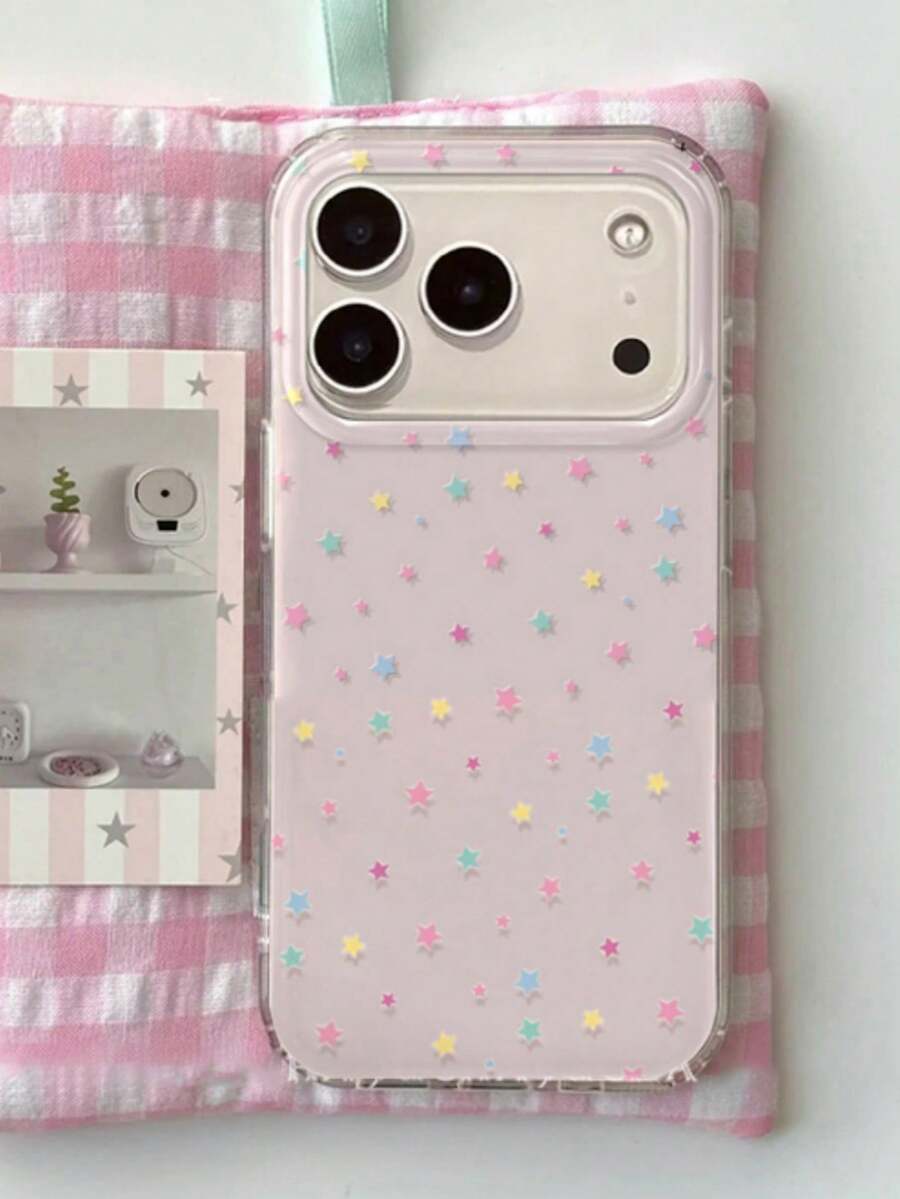 Casing Ponsel Mengkilap dengan Motif Bintang Warna-warni yang Lucu, Kompatibel dengan iPhone 17 Pro Max 16 Pro Max 15 Pro Max 17Pro 16Pro 15Pro 17 16 15 14 13 12. Pelindung Belakang yang Menawan.