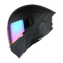 1Storm Motorcycle Modular Flip Up Dual Visor Helmet Street Bike Sun Shield Full Face KT928: Matt Black  + One Extra Clear Shield - L - View 9