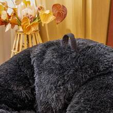 Faux Fur Fuzzy Fluffy Black Bean Bag Chair Covers – Soft Plush Furry Black Bean Bag Chair Cover For  Girl, Stuffed Animals Bean Bag Storage, No Filler, 38"X38"X40",23856459 - 黑色 - 查看 5