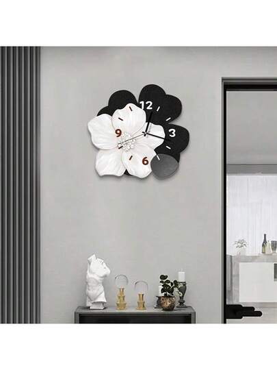 YZOK 1pc, The Wand Klok Living Room 2025 New Verlichting Luxe High End Feel, Features Silent out Holes Bloemen Creative ative Painting view 2