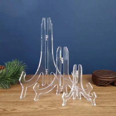 2pcs Transparent Display Stand, Bracket Holder, Photo Frame Bracket Plate Rack Medal Certificate Base Transparent Plate Rack Tea Cake Rack Photo Frame Display Rack Decoration Medal Display Rack Home Decoration