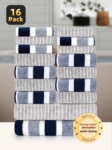 1件/16件/8件毛巾套装 | 时尚奢华混装毛巾套装，超柔软珊瑚绒材质，吸水性强，速干，不褪色，亲肤舒适，男女通用，居家必备，日常使用，适用于浴室、厨房、家居、游泳、旅行、度假、水疗、情人节礼物等多种场合。尺寸：11.81x11.81英寸/30x30厘米，13.78x29.53英寸/35x75厘米，27.56x55.12英寸/70x140厘米 - 彩色 - 查看 10