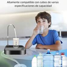 Bomba dispensadora de agua eléctrica, recargable, portátil, dispensador de agua portátil recargable por USB-C para uso doméstico - Negro - View 7