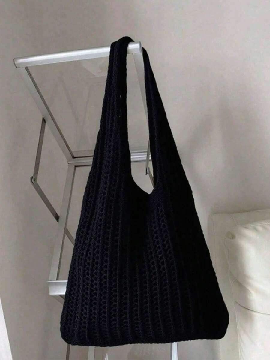 Yogodlns Mode gehäkelte Taschen für Frauen Sommer Strandtasche ästhetische Tragetaschen Boho gewebte gestrickte Schultertasche gehäkelte Cut Out Schultertasche Unterarmmtasche große Kapazität gehäkelte Tasche Einkaufstaschen Lässig Strandtasche Pendlertasche
