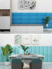 1pc 3D Embossed Foam Wallpaper With Imitation Leather Grain, Soft And Textured, Self-Adhesive Foam Wall Sticker, Reusable And Cuttable, Bedroom Decorative Background, Soundproof And Thickened Wall Covering, Bedside Soft Package, Waterproof, Moisture-Proof, Dust-Proof And Collision-Proof Sticker - Multicolor - View 11