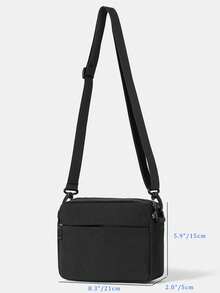 1pc Fashionable Casual Shoulder Bag For Men, Crossbody Bag, Multi-Functional College Style Commuter Bag Pouch - Black - View 3