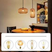 homefire Hanging Lamp Vintage Pendant Light Dining Table 25 Boho Hanging Light Retro 1-Light Dining Room Lamp Rattan Design With E27 Socket For Dining Room Bedroom Living Room Hallway Kitchen / Without Light Source - Kurze Laterne - 查看 5
