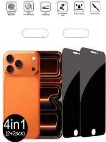 4-In-1 Tempered Glass Privacy Screen Protector (2 Pcs) + Lens Protector (2 Pcs), Anti-Spy, Compatible With IPhone 13/14/15/16/17 Plus Pro Max & 17 Air 16e Series – A Fashionable Phone Accessory With Upgraded Protection. The Perfect Holiday Gift, Screen Privacy, Modern Accessory, Stylish Protector, High-Quality Film, Smooth Surface, Privacy Filter, Gift Buyer, And Tech Enthusiast. - Black - View 13