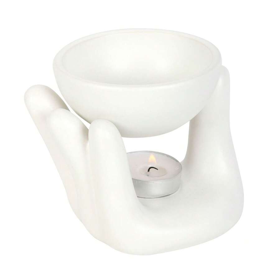 Something Different Ceramic Hand Oil Burner (White) - 100% Mixed - (SD5686) - White - View 1