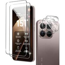 4pcs Tempered Glass Screen Protector + Camera Lens Protector Compatible With Xiaomi 15T/15T Pro, High Definition 3D, Anti-Scratch, Anti-Fall, Applicable To 15T Black Silk Screen Camera Protector, 2pcs Screen Protector - Transparent Lens - View 3