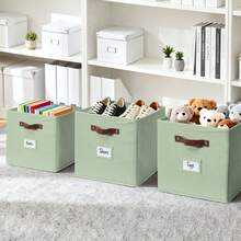 3/4/6pcs Foldable Cube Storage Bin, Clothes Orgainzer,Labeled Storage Cub,Es Toy Storage Box, Shelves Baskets For Kallax Linen Closet Organizers (Cube Size 10.5x11") - Sage Green - 查看 5