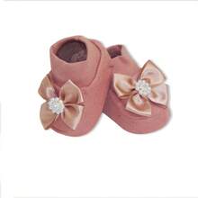 4 Piece Set: Long Sleeve Bodysuit With Booties, Hairband And Ribbed Knit Pants / Baby Girl Set With Booties And Pink Hair Bow - 乾枯玫瑰色 - 查看 4