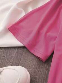 Playera camiseta gráfica dama mujer manga corta cuello redondo básica cómoda fresca ligera moderna juvenil casual estampado colibrí ave linda tierna cute primavera verano - Rosa Fucsia - Ver 4