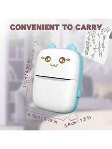 Portable Printer, Mini Pocket Wireless Bluetooth Thermal Printer, 1200mAh Battery Capacity, Suitable For Smartphones, Bluetooth Inkless Printing For Labels, Receipts, Photos, Notes, Learning, Home & Office, Halloween, Christmas Gifts