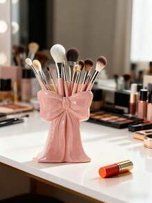 1 szt. Uroczy uchwyt na długopisy w kształcie kokardy – organizer na pędzle do makijażu i artykuły biurowe na biurko, eleganckie miejsce do przechowywania pędzli do makijażu, idealne do kreatywnych projektów dekoracyjnych dla dziewcząt, studentek i dziewcząt, na wakacje na plaży, do kolekcji łazienkowej, do kolekcji sypialni, duża pojemność
