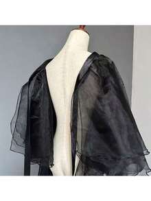 1pc Women's Crystal Mesh Overlay Dress | White, Black | Asymmetric Front Short Back Long Swallow Tail | Asymmetric Mermaid Performance Dress | Asymmetric Puff Dress | Flowing Stage Dress | Glass-Like Voluminous Skirt | One-Piece Small Apron | Ruffled Multi-Layer Trailing Overskirt | Suitable For Weddings, Banquets, Performances, Parties | Bridal, Bridesmaid, Stage Show, Decorative Dress | Cosplay, Photo Shoot, Dance, Performance, Halloween Costume