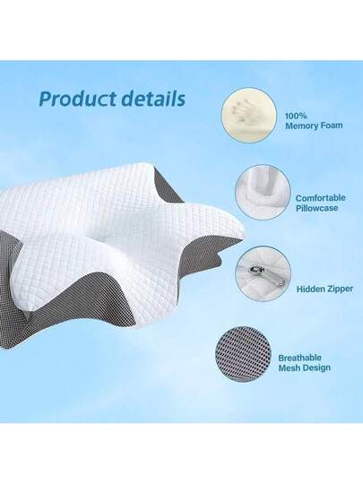 Memory Foam Pillows Cooling Kussen Neck Support, Adjustable Cervical Cozy Sleeping, Odorless Ergonomic Contour Pillows, Bed Side Back Stomach Sleeper view 3