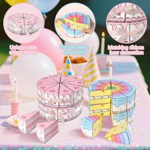 10/20 Piezas Cajas de regalo con forma de pastel de cumpleaños Cajas de papel triangulares para pasteles Contenedores con cinta Cajas de fiesta de color rosa y azul de dibujos animados para decoración de mesa, regalos de boda, baby shower y fiestas de cumpleaños - Multicolor - Ver 8