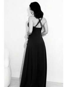 Long Dress For Bridesmaid Cheap Princess Tank Top For Women Graduation Event Guests - màu đen - Xem 2