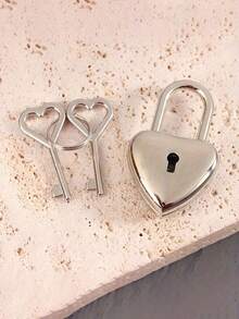 Mini Heart-Shaped Lock Set With Keys, Durable Alloy Material, Metal Lock, Cute Cartoon Design, Suitable For Luggage, Jewelry Box And Notebooks - Multicolor - View 6