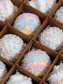 6cm/8cm Foam Christmas Ball Ornaments, With High-End Texture, Plaid Christmas Tree Decorations That Create A Warm Decorative Atmosphere And Can Be Used As Christmas Tabletop And Fireplace Decorations.