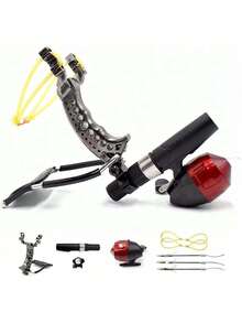 Slingshot, cohete de muñeca para caza, correa de pesca con 2 bandas de tiras, carrete de pesca y dardos de pesca, tirones de caza para adultos, tirones de catapulta para pesca, plata, Talla única - 1 - Ver 4