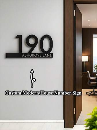 4 Größen verfügbar! Moderne Hausnummer Schild nach Maß - Schwarze Hausnummern & Adressschild - Hausnummer Schild