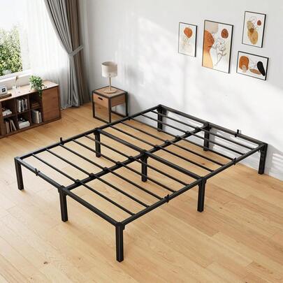 Dragonpad 14 Inch Heavy Duty Metal Bed Frame, Black Low Profile Platform With Sturdy Mattress Foundation, Noise Free Easy Assembly, No Box Spring Needed For King, Queen, Full, Twin Size