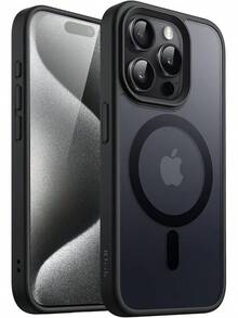 JETech Magnetic Case For IPhone 15 Pro 6.1 Inch Compatible, Slim Matte Translucent Back Shockproof Cover (Black) - 黑色 - 查看 1