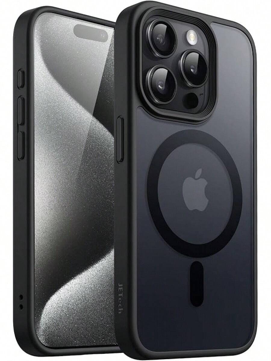 JETech Magnetic Case For IPhone 15 Pro 6.1 Inch Compatible, Slim Matte Translucent Back Shockproof Cover (Black) - 黑色 - 查看 1