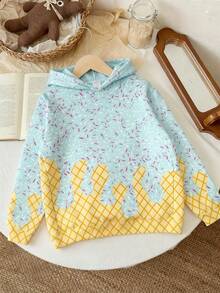 Youth/Kids Ice Cream Hoodies Sweatshirts Casual Comfort Tops Autumn Fashion Clothing 2025 Cute Clothes - Màu xanh lam - Xem 3