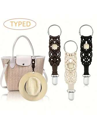 新款无弹性编织帽夹，欧美户外旅行草帽夹，便携式帽子伴侣包夹，冬季装备